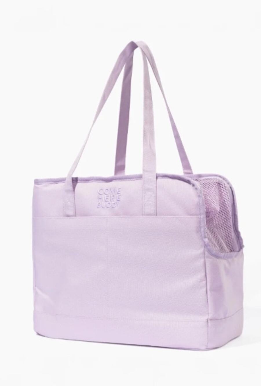 Come Here Buddy Pet Tote Carrier Bag Lilac Small Dog Up to 15 lb Open Box